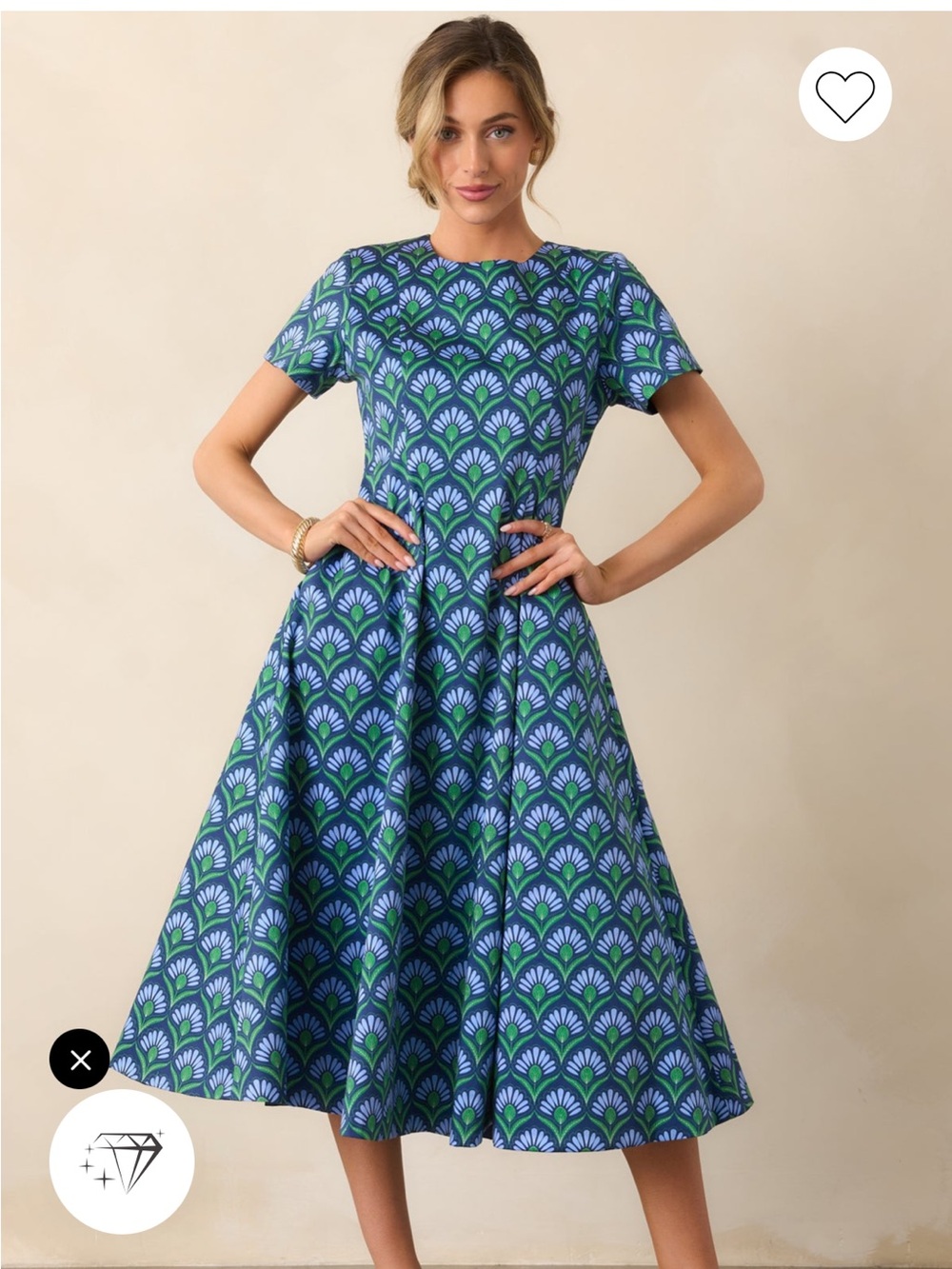 PROSPERINA MARGOT BLUE MULTI GEOMETRIC PRINT REVERSIBLE MAXI DRESS